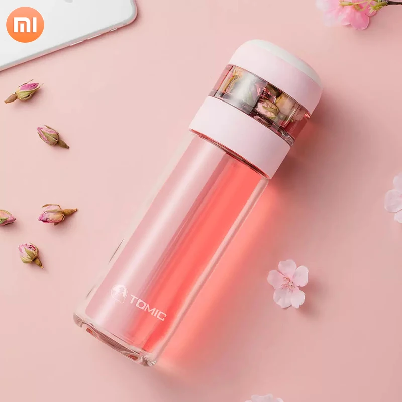 Xiaomi Temei Carved Cup one-button tea Separation Glass 260lm double-layer Insulated Explosion-proof Portable | Бытовая техника