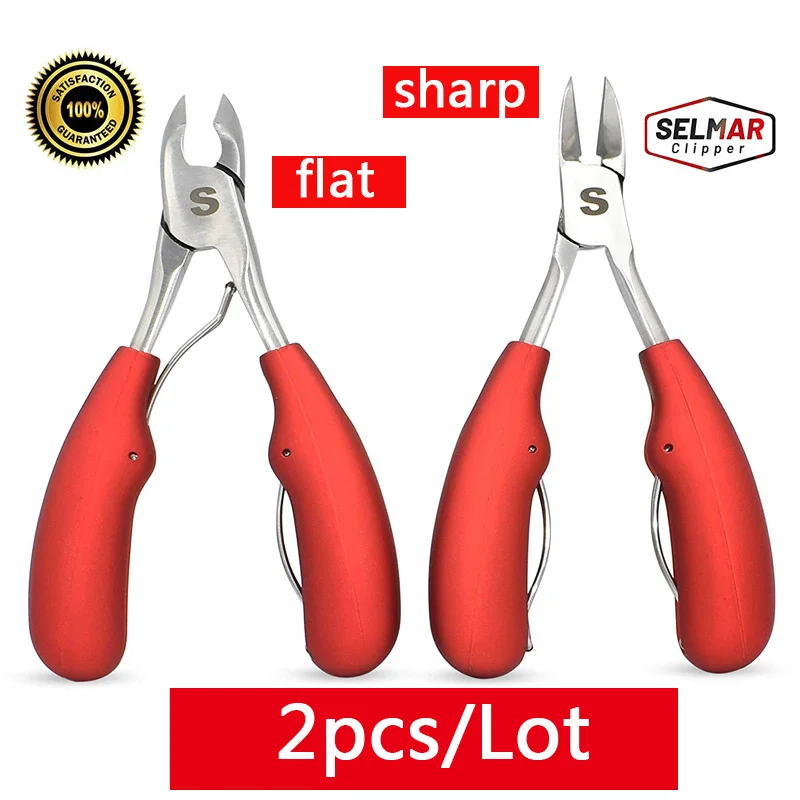 2pcs a lot Профессиональные красные кусачки для ногтей для вросших толстых ногтей, набор кусачек для маникюра и педикюра, кусачки для кутикулы - Цвет: 2pcs a lot