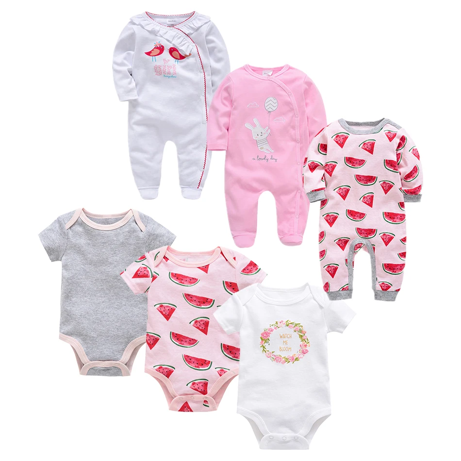  2019 Fashion Newborn Baby Girls Footies Set Boy Clothes Babies Footie Long Sleeve 100%cotton printi