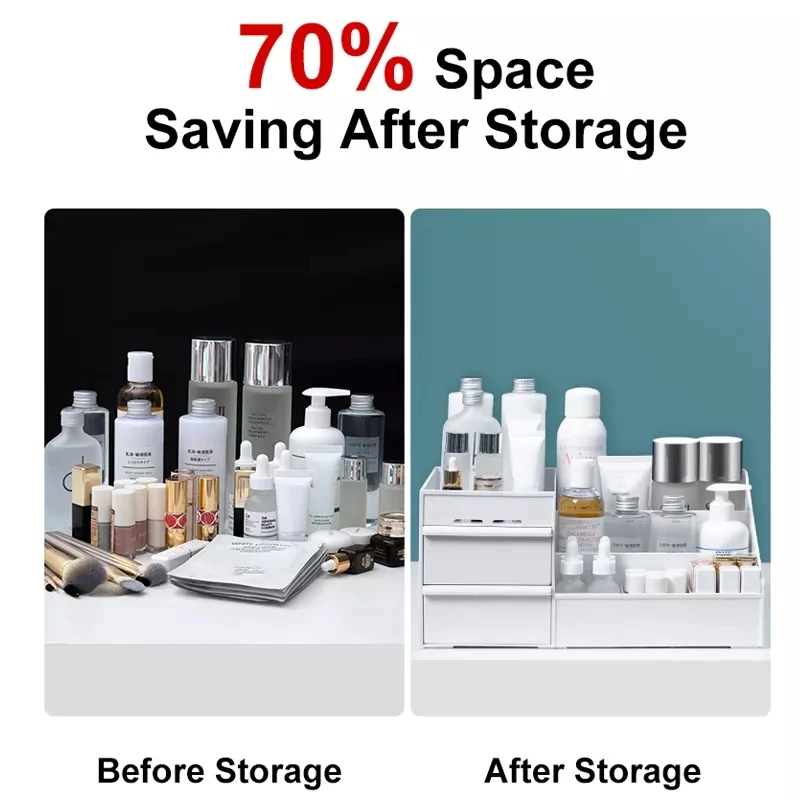 Large Capacity Cosmetic Storage Box Makeup Desktop Jewelry Nail Polish Lipstick Rangement Container Desktop Drawer Organizer