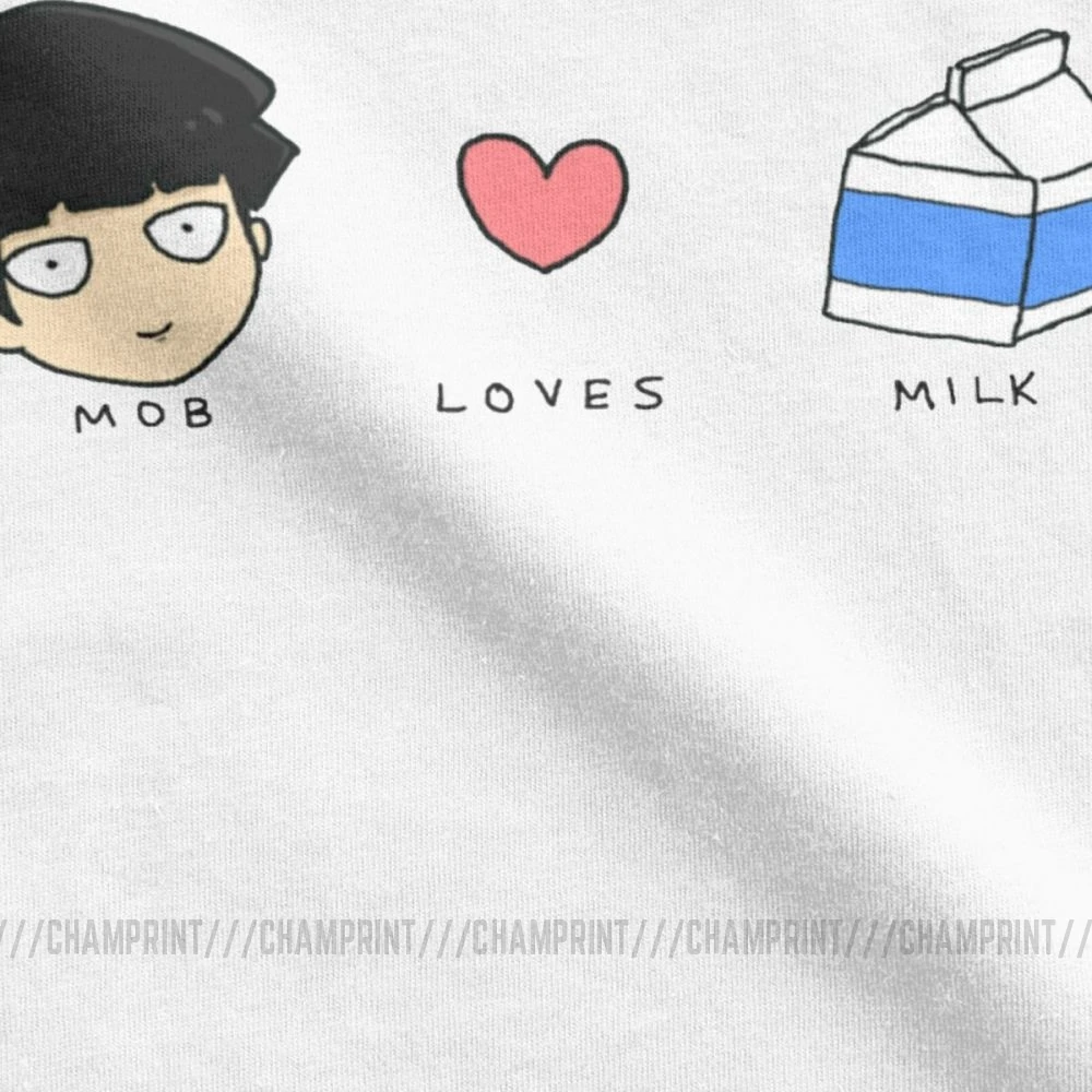 Mob Loves Milk Mob Psycho 100 футболки мужские хлопковые новые футболки с круглым вырезом футболка с коротким рукавом Одежда с принтом