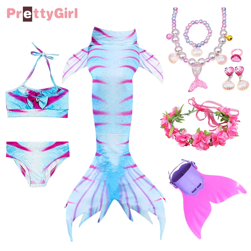 10pcs as picture PrettyGirl/детский купальный костюм русалки для девочек с монофином; Флиппер; Костюм Русалки; Детский костюм для костюмированной вечеринки; сказочный пляжный бикини - Цвет: 10pcs as picture