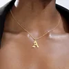 A-Z Initial Letter Necklace For Women Girls Stainless Steel Gold Chain Old English Font Necklace Pendent Jewelry collier Femme ► Photo 1/6