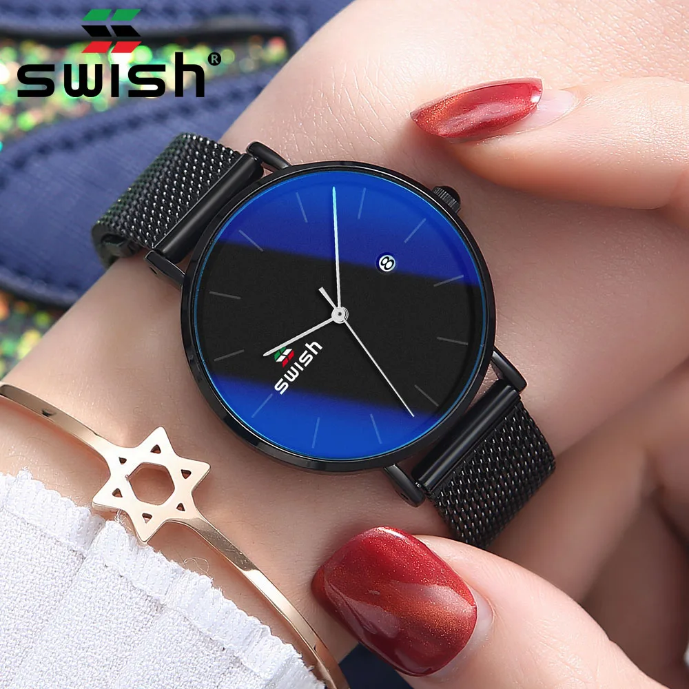 

SWISH Watch New Milan Mesh Black Steel Bracelet Watches Women 2020 Ladies Dress Quartz Wristwatch Waterproof  Relogio Feminino