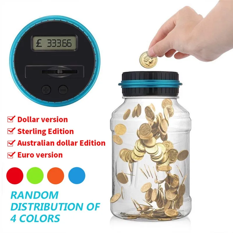 Piggy Bank Coin Counter Electronic Digital LCD Money Automatic Counting Jar Box Saving Piggy Bank Coins Storage Box Dropship