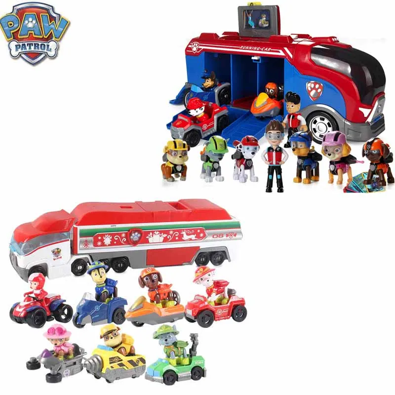 

Paw Patrol Bus Car Patrulla Canina Lookout Tower Anime Figure with Music PVC Action Figures Aircraft Kids Toys for Children Gift