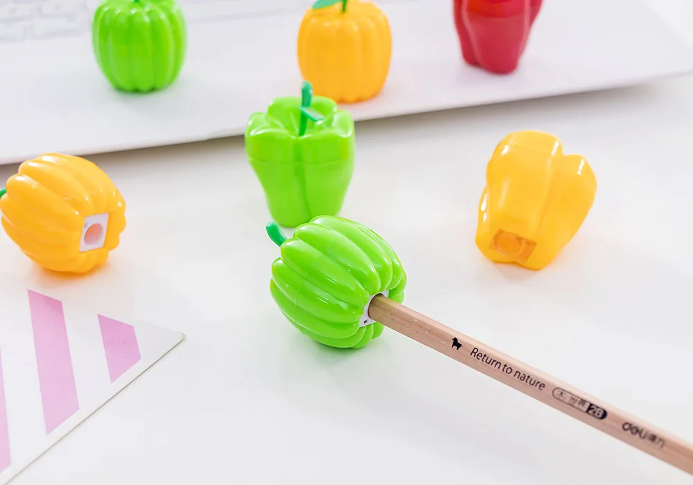 Creative Vegetables Pumpkin Chili Pencil Sharpener Cute Knife Kawaii Student Stationery Sharpener for Kids School Supplies