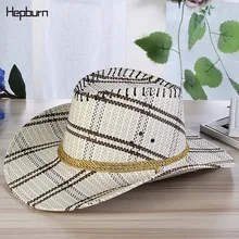 Хепберн бренд ковбойская шляпа для мужчин/женщин верховая езда солнце соломенная шляпа Открытый широкополая шляпа путешествия представление западные шляпы козырек