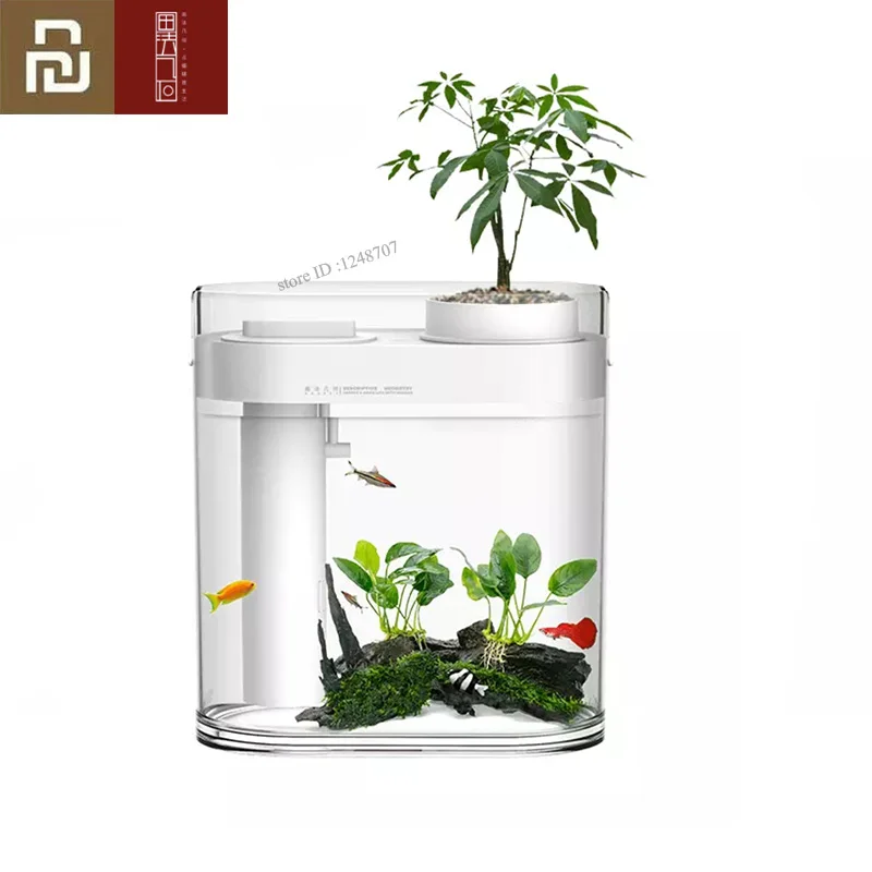 

New Arrived Xiaomi Mijia Transparent Fish Tank Ecosystem Small Water Garden Ecological Fish Tank Aquarium