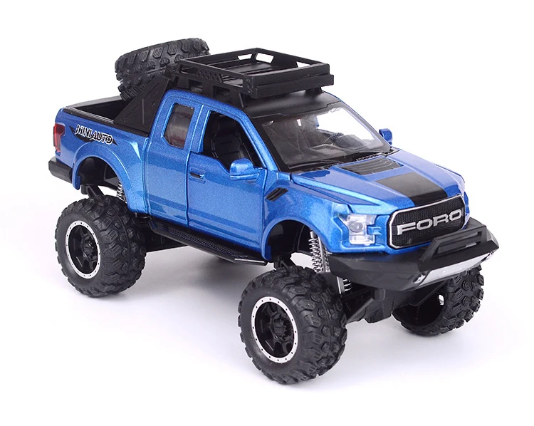 Горячая масштаб 1:32 большие колеса литой автомобиль Ford F150 Raptor пикап металлическая модель с светильник и звуковая коллекция игрушек