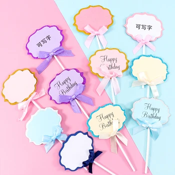 

Cakelove 5pcs/Set Girls Favor Cake Flag Happy Birthday Blank Cake Topper Baby Shower Cupcake Decorations DIY Party Su