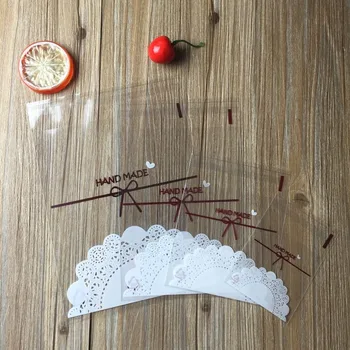 

100pcs candy cookie packaging transparent lace bowknot plastic bags упаковка для печенья пакетики упаковки snack zakjes plastic