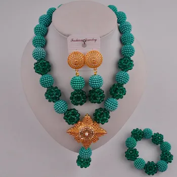 

teal green african beads jewelry set FZZ103
