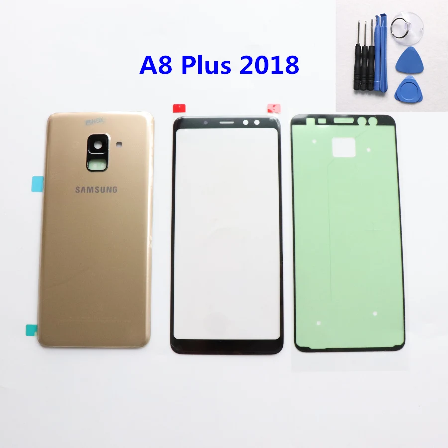 A8 Plus 2018 Gold Задняя крышка батарейного отсека для samsung Galaxy A8 A530 A530F A8 Plus A730 A730F A8+ передняя стеклянная линза - Цвет: A8 Plus 2018 Gold