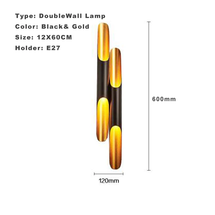 60CM Two Wall Lamp Современный чердак светодиодный подвесной светильник дизайнерский длинный светильник из алюминия черный золотой подвесной светильник для столовой фойе домашний декоративный - Цвет корпуса: 60CM Two Wall Lamp