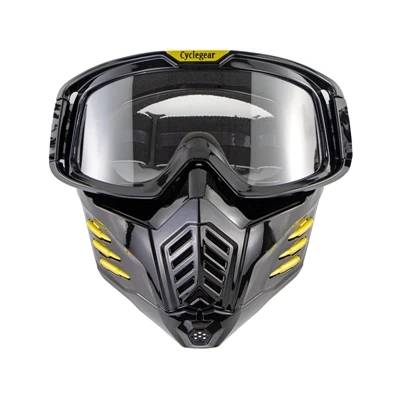 Мотоциклетный шлем Чоппер Ретро КАСКО с маской очки винтажные с открытым лицом Старый Школьный шлем Moto cacacapete DOT SM512 - Цвет: Shiny black-clear