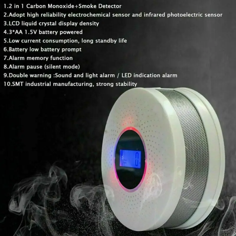 Harlt Carbon Monoxide Alarm Co Intelligent Sensor Poisoning Gas Warning Detector Smart Detector Safety Security Ecog Diy Tools