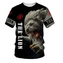 Camiseta con estampado 3D del Rey León para hombre, camisetas de manga corta con cuello redondo, Tops de estilo 3D, camisetas informales de moda 2022