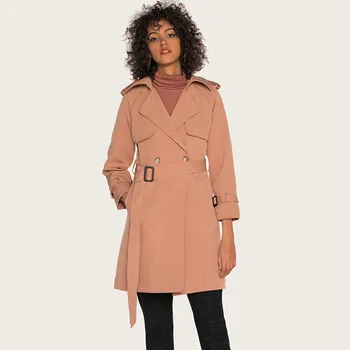 

2020 Women's Casual Trench Coat Windbreaker High Quality Girls Ladies Autumn Winter Long Trench With Belt Outerwear Plus Size