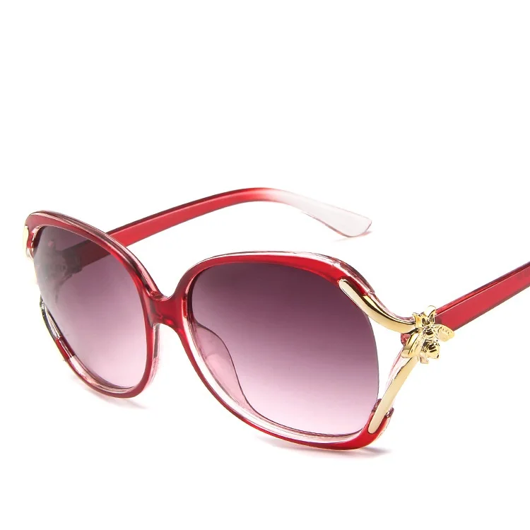 GIFANSEE bee Солнцезащитные очки женские негабаритные винтажные Роскошные брендовые Ретро дизайнерские градиентные УФ-защитные uv400 Солнцезащитные очки - Цвет линз: red gradient