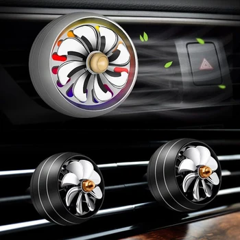 

Car Air Freshener Perfume Led Night Light Rotating Fan Car Air Conditioner Outlet Aromatherapy Clip Essential Oil Car Diffuser