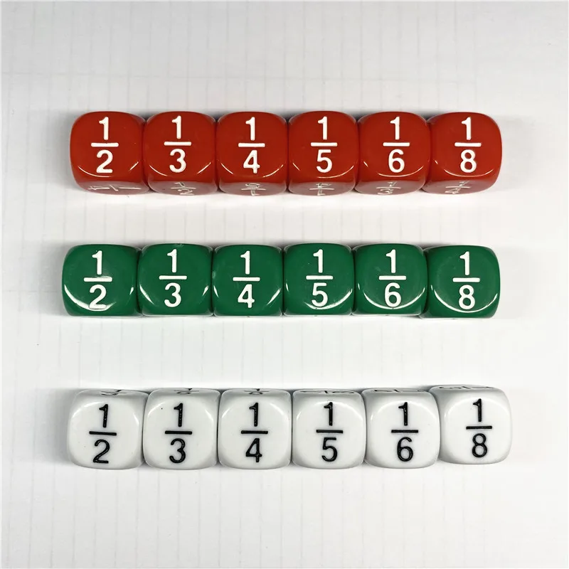Dice Fractions 10ths  16mm Set of 4 