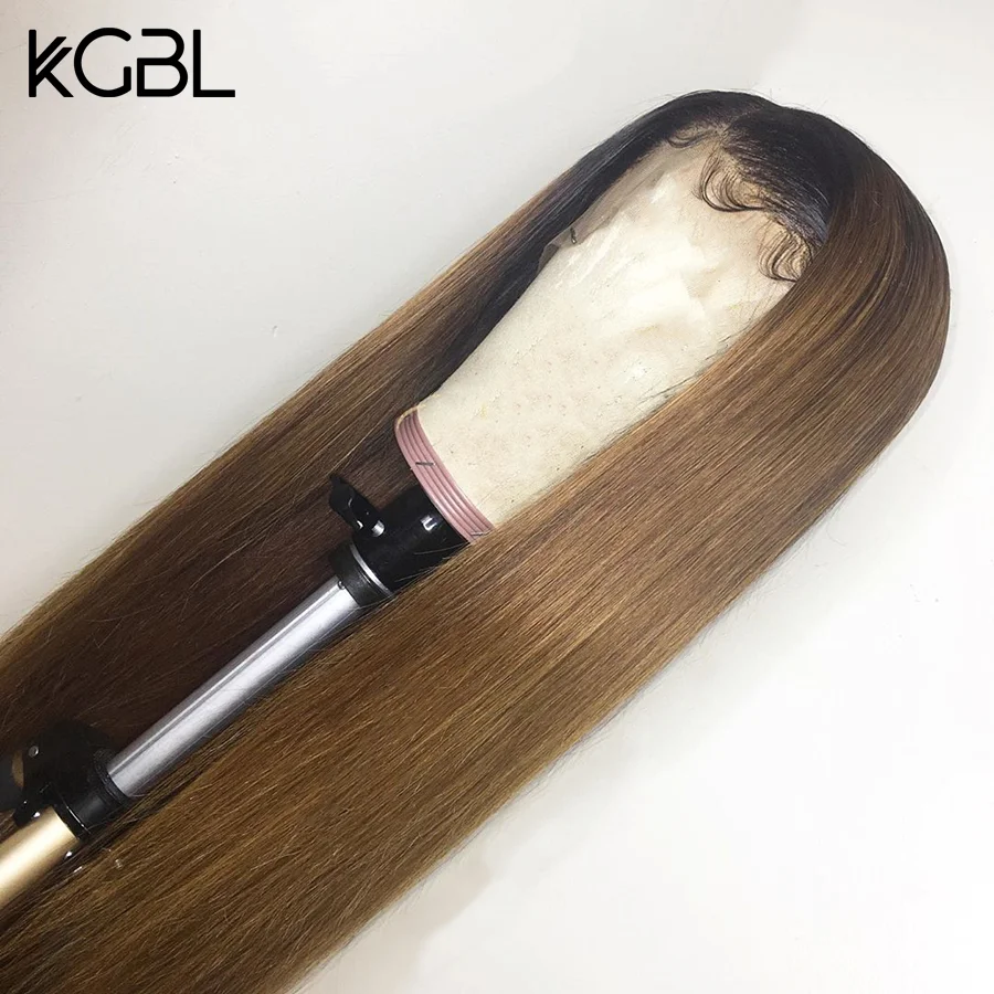 KGBL прямые 13*4 Кружева спереди средний коэффициент "-22" не-Реми человеческие волосы парики натуральный цвет бразильские волосы парики с детскими волосами