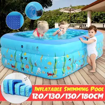 

1.2-1.8m Kids Inflatable Pool High Quality Children's Home Use Paddling Pool Large Size Inflatable Square Swimming Pool for Baby
