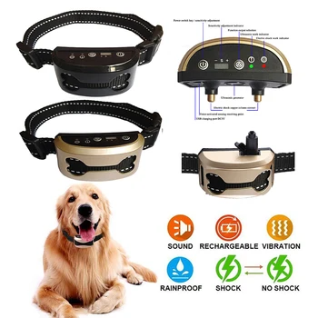 

Waterproof Training Collars Stop Barking Dog Rechargeable Ultrasonic Collars Pet Dog Anti Bark Collar Control Train