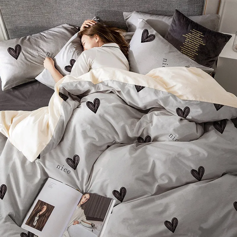Sisher, мягкий хлопковый комплект постельного белья King size, скандинавский пододеяльник, одинарное постельное белье для взрослых, современная простая простыня, пододеяльник - Цвет: I