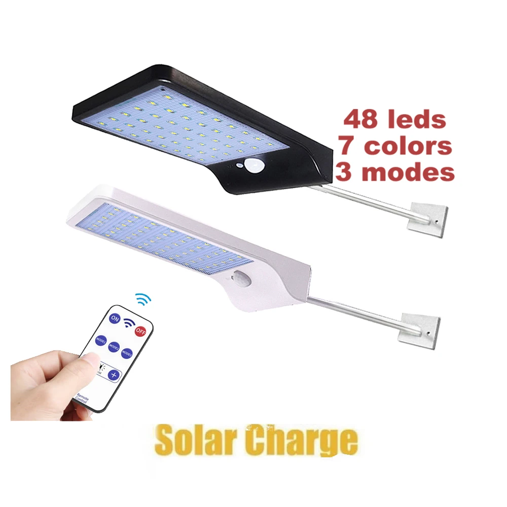 

remote 48/36 LED Solar powered Wall Lamp PIR Motion Sensor Waterproof Light Bulb Garden Light Outdoor Path Security 2 way