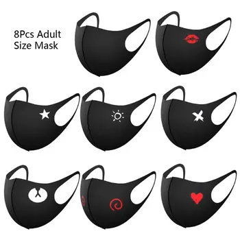 

8Pcs Sponge Black Fashion Mouth Mask Washable Dust Reusable Cold Prevention Face Mask for Adult Children