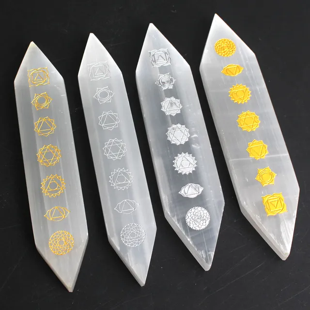 Natural White Selenite 7 Chakra Wand Crystal Double Point Sticks Mineral Specimen Reiki Healing Stone Meditation|Stones| - AliExpress