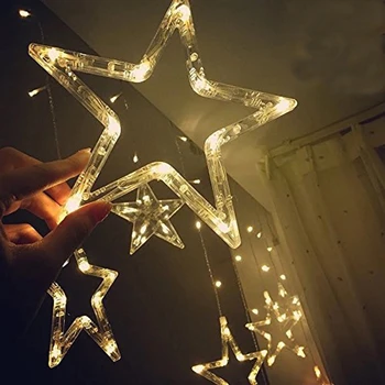 

12 Big Star LED Flash Lights New Year Christmas Garland Fairy String Curtain Light For Party Holiday Wedding Decoration lamp