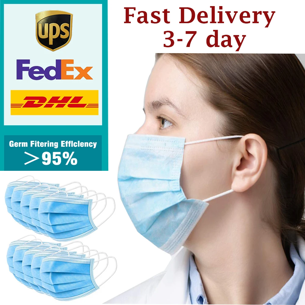 

Mask Anti Virus Disposable 3-Ply Anti-Dust Disposable Earloop Face Mouth Masks DHL/FedEx/UPS Fast Shipping
