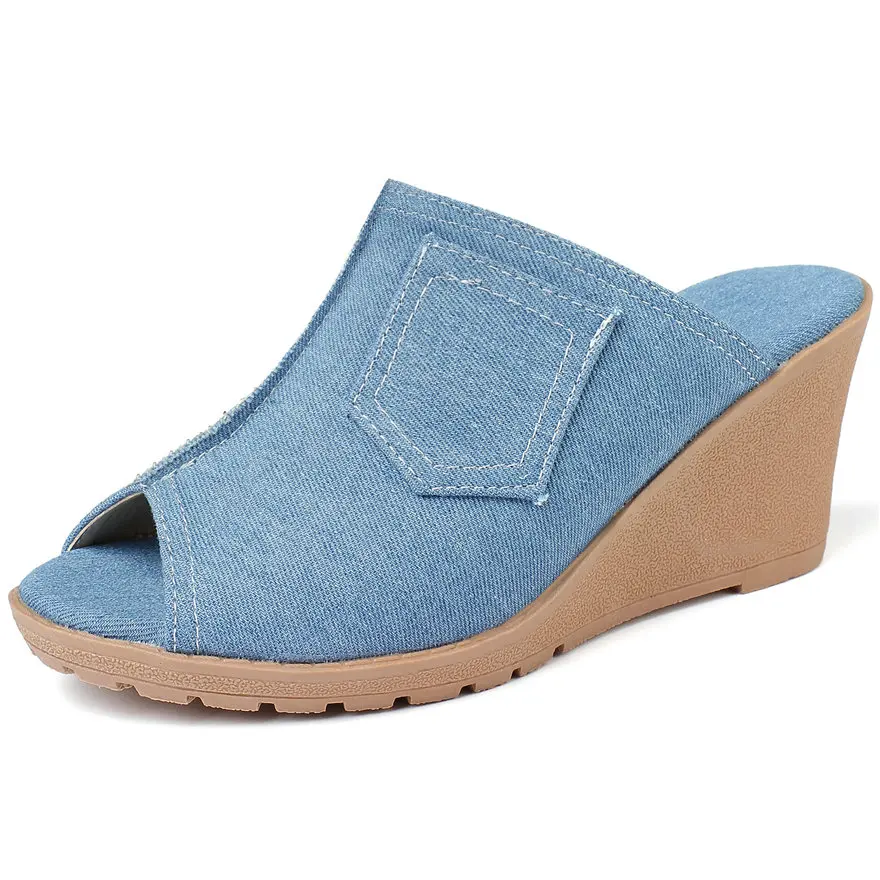 Купить Мужские Шлепанцы Из Джинсовой Ткани