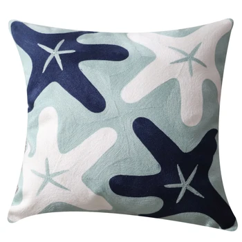

Cotton Embroidered Starfish Pillow Cover Embroidery Nordic Pillowcase Handmade Home Living Room Decor Cushion Cover 18x18 Inch
