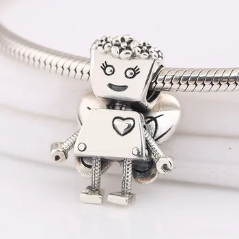 

Authentic S925 Vintage Floral Girl Robot Bead Butterfly Wing Charm fit Lady Bracelet Bangle DIY Jewelry