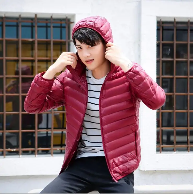 COGOXO Brand Autumn Winter Light Down Jacket Men's Fashion Hooded Short Large Ultra-thin Lightweight Youth Slim Coat H1