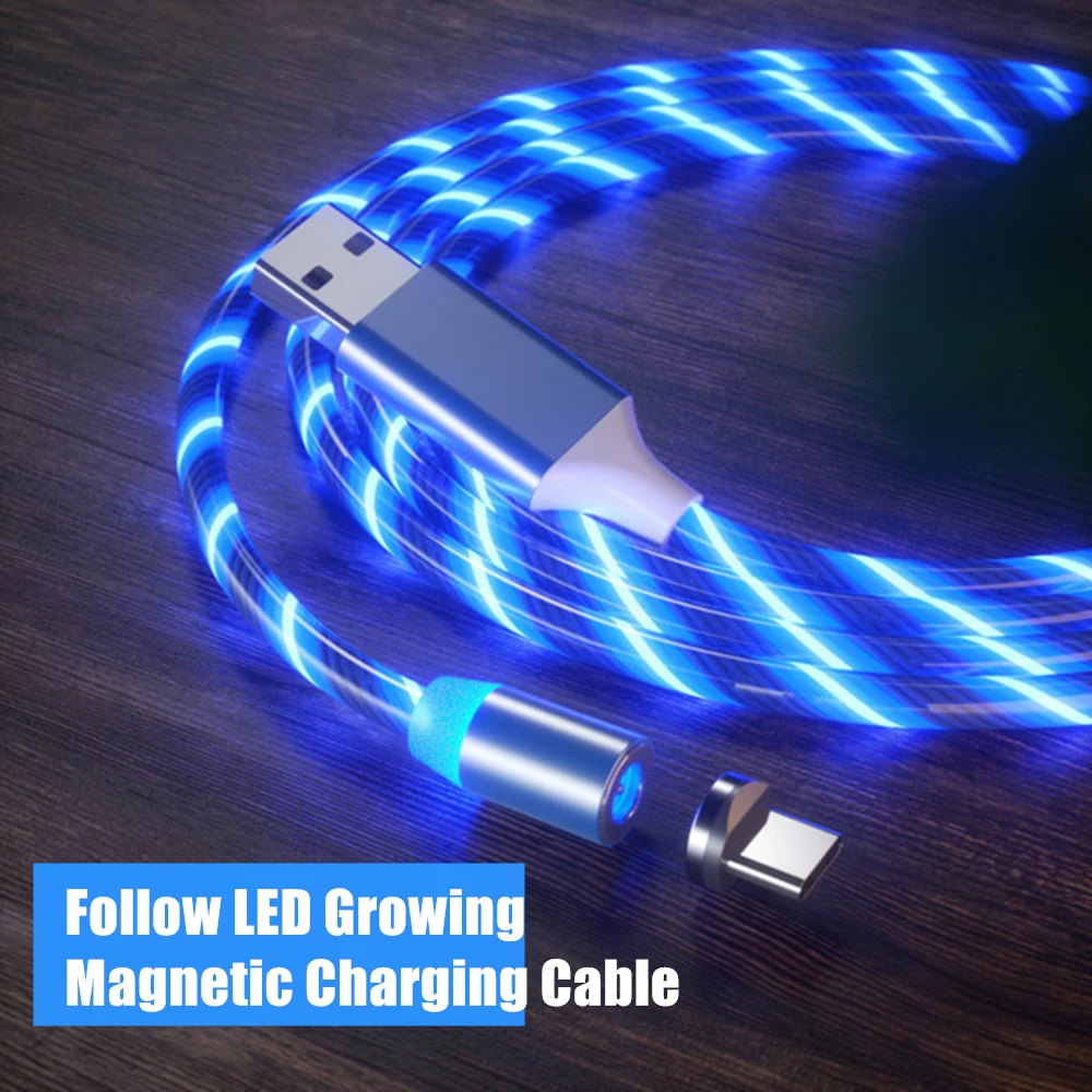 Type C/Micro USB/8Pin быстрое зарядное устройство течёт светодиодный магнитный usb-кабель для iPhone Moto P30 Play One power Z3 1s E5 Play Plus G6 X4 G5