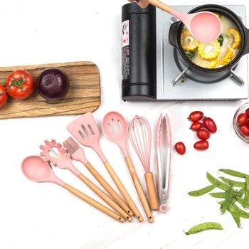 

11pcs Kitchen Accessories Non-stick Silicone Cooking Gadgets Spatula Spoon Colander Shovel Kitchen Utensils DIY Cooking Tools
