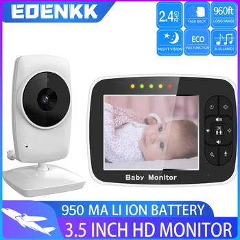 

EOENKK 3.5 inch video baby monitor with night vision and temperature sensor, two-way intercom system