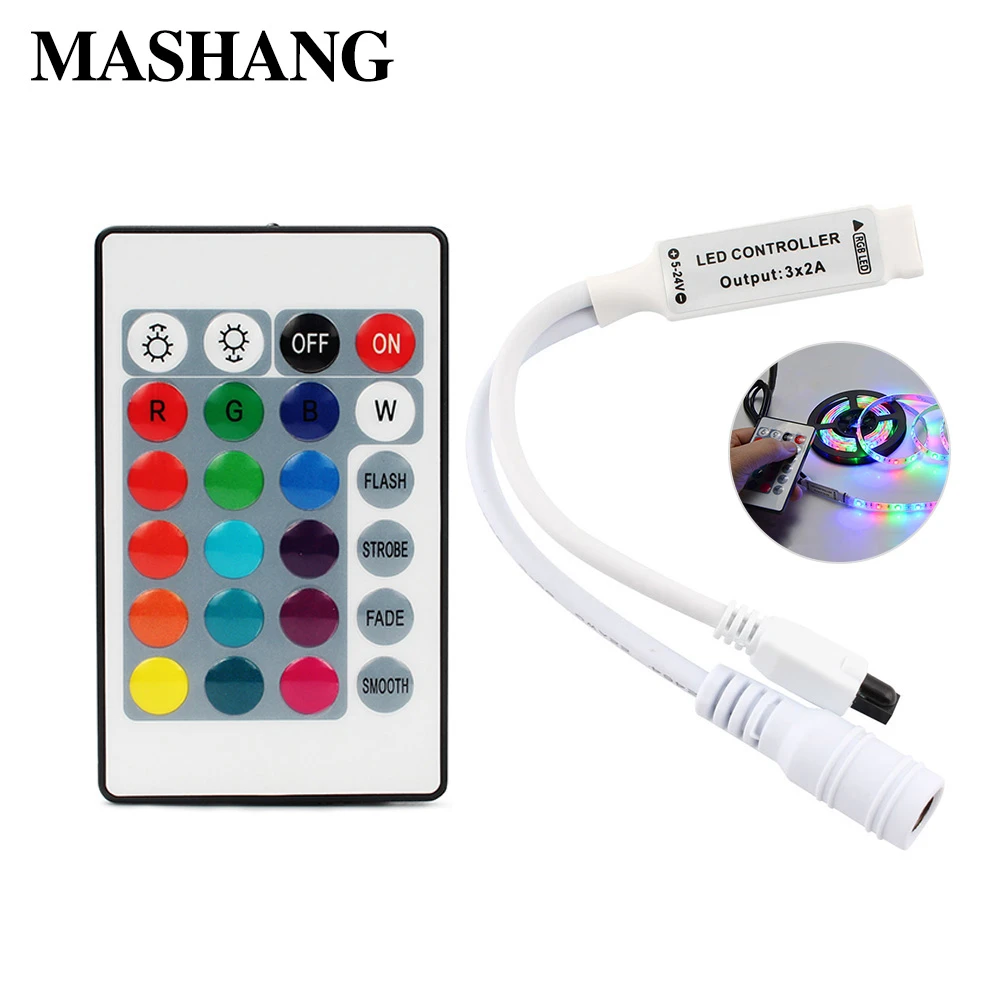 DC 12V Мини 24key пульт дистанционного управления IR RGB RGBW контроллер с мини диммером