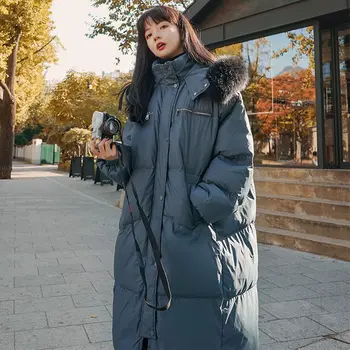 

Fashion Down Cotton Coat Female Padded Loose High Quality Long Winter Jacket Women Hooded Loose Warm Thick Overcoats Solid Q3210