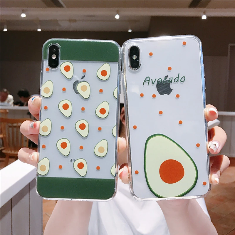 

Lovebay Green Avocado Clear Phone Cases For iphone XS Max XR X 6 6S 7 8 Plus Back Case Cover Shell Fashion Cute Soft Silicone