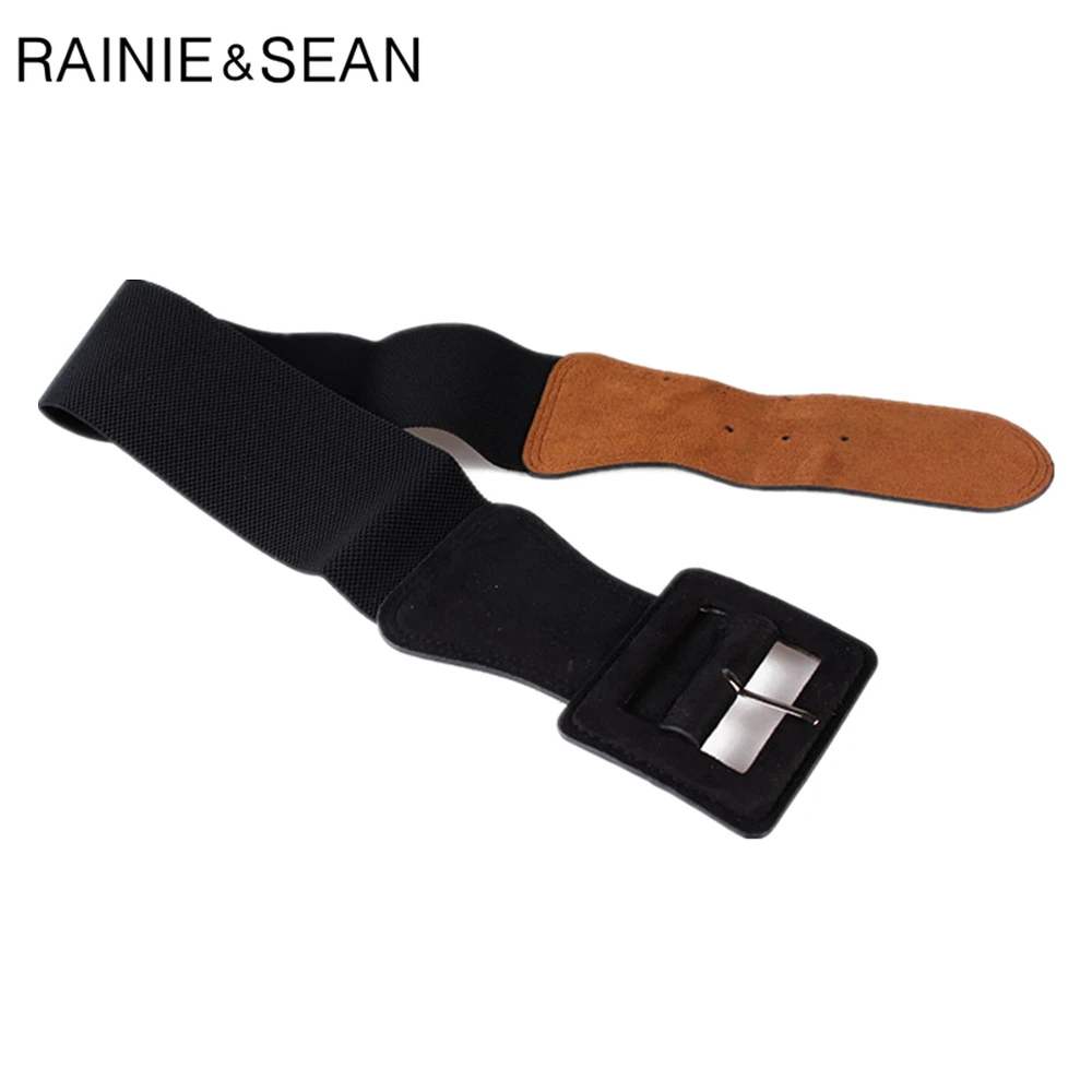 Renie SEAN эластичный широкий пояс женский леопардовый эластичный пояс для платьев с квадратной пряжкой Новая мода женский пояс
