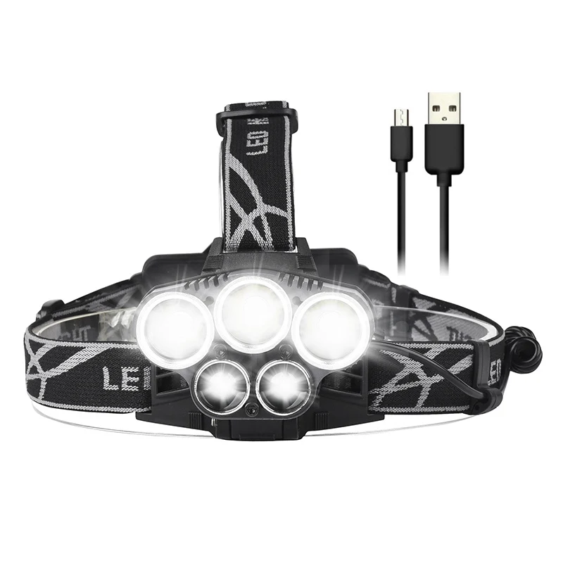 Option D 5 шт. XM-L T6+ 2* XPE Z502507 светодиодный налобный фонарь Micro USB зарядное устройство Головной фонарь портативный фонарь для рыбалки - Испускаемый цвет: Option D