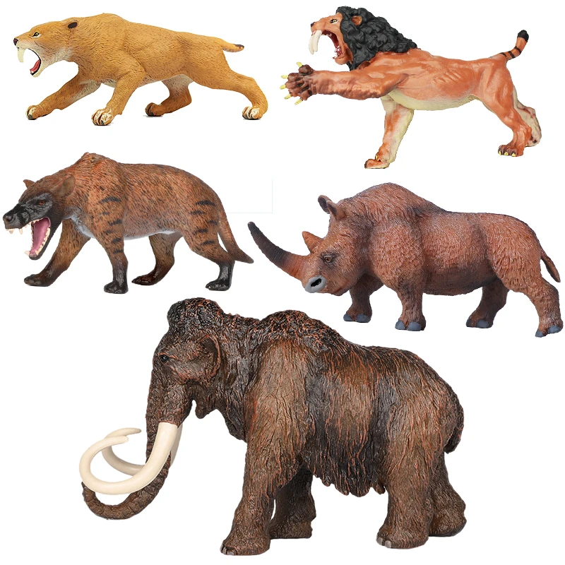Ice Age Mammoth Small Mammoth Animal Model Saber-toothed Tiger Solid ...