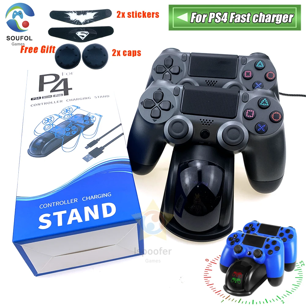 Док станция для PS4 с функцией быстрой зарядки зарядная двух контроллеров