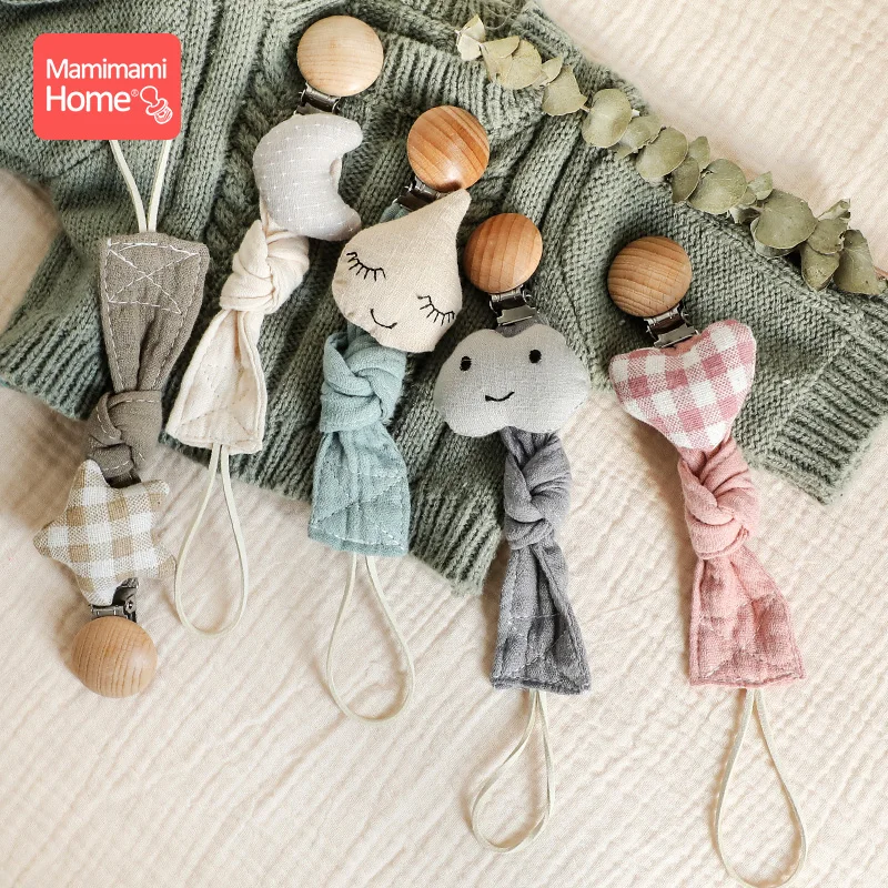 Attache-tétine factice pour bébé 1 pièce | Clips de sucette, chaîne animaux en peluche, étoile en coton, porte-mamelon en bois, accessoires pour infirmière cadeaux poussette chaîne jouets